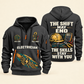 Electrician Skills Stay With You quarter-zip hoodie in Gray, front and back, Your name and since 2005 artwork