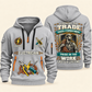 Electrician Pride In The Trade quarter-zip hoodie in Light Grey, front and back, Your name and since 2005 artwork
