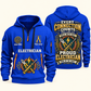 Electrician Every Connection Counts quarter-zip hoodie in Blue, front and back, Your name and since 2005 artwork