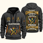 Electrician Every Connection Counts quarter-zip hoodie in Gray, front and back, Your name and since 2005 artwork