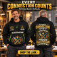 Electrician wearing Every Connection Counts quarter-zip hoodie in their workplace; product introduction and shopping call to action