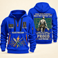 Electrician Built For The Everyday quarter-zip hoodie in Blue, front and back, Your name and since 2005 artwork