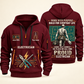 Electrician Built For The Everyday quarter-zip hoodie in Wine Red, front and back, Your name and since 2005 artwork