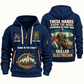 Electrician Hands That Power quarter-zip hoodie in Navy, front and back, Your name and since 2005 artwork