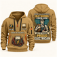 Electrician Old School quarter-zip hoodie in Khaki, front and back, Your name and since 2005 artwork