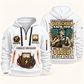Electrician Old School quarter-zip hoodie in White, front and back, Your name and since 2005 artwork