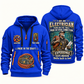Electrician Experience Keeps Working quarter-zip hoodie in Blue, front and back, Your name and since 2005 artwork