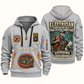 Electrician Experience Keeps Working quarter-zip hoodie in Light Grey, front and back, Your name and since 2005 artwork