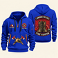 Fire Fighter Answer the Call Boots and Hose quarter-zip hoodie in Blue, front and back, Your name and since 2005 artwork