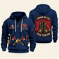 Fire Fighter Answer the Call Boots and Hose quarter-zip hoodie in Navy, front and back, Your name and since 2005 artwork