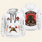 Fire Fighter Answer the Call Boots and Hose quarter-zip hoodie in White, front and back, Your name and since 2005 artwork