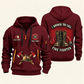 Fire Fighter Answer the Call Boots and Hose quarter-zip hoodie in Wine Red, front and back, Your name and since 2005 artwork