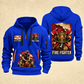 Fire Fighter Courage Helmet and Hose quarter-zip hoodie in Blue, front and back, Your name and since 2005 artwork
