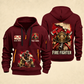 Fire Fighter Courage Helmet and Hose quarter-zip hoodie in Wine Red, front and back, Your name and since 2005 artwork