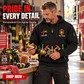 Fire Fighter wearing Station Detail Lantern and Nozzle quarter-zip hoodie in their workplace; product introduction and shopping call to action