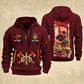 Fire Fighter Station Detail Lantern and Nozzle quarter-zip hoodie in Wine Red, front and back, Your name and since 2005 artwork