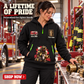 Fire Fighter wearing Once and Always Fire Fighter quarter-zip hoodie in their workplace; product introduction and shopping call to action