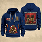 Fire Fighter Once and Always Fire Fighter quarter-zip hoodie in Navy, front and back, Your name and since 2005 artwork