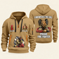 Fire Fighter Proud to Answer the Call quarter-zip hoodie in Khaki, front and back, Your name and since 2005 artwork