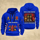 Fire Fighter Lifelong Fire Service Bell and Lantern quarter-zip hoodie in Blue, front and back, Your name and since 2005 artwork