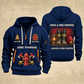 Fire Fighter Lifelong Fire Service Bell and Lantern quarter-zip hoodie in Navy, front and back, Your name and since 2005 artwork
