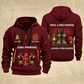 Fire Fighter Lifelong Fire Service Bell and Lantern quarter-zip hoodie in Wine Red, front and back, Your name and since 2005 artwork