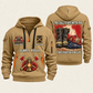 Fire Fighter Always Ready Fire Fighter for Life quarter-zip hoodie in Khaki, front and back, Your name and since 2005 artwork