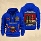 Fire Fighter Serving My Community Fire Rescue quarter-zip hoodie in Blue, front and back, Your name and since 2005 artwork