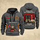 Fire Fighter Serving My Community Fire Rescue quarter-zip hoodie in Gray, front and back, Your name and since 2005 artwork