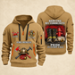 Fire Fighter Serving My Community Fire Rescue quarter-zip hoodie in Khaki, front and back, Your name and since 2005 artwork