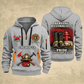 Fire Fighter Serving My Community Fire Rescue quarter-zip hoodie in Light Grey, front and back, Your name and since 2005 artwork