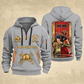 Fire Fighter Gold Service Hose Check quarter-zip hoodie in Light Grey, front and back, Your name and since 2005 artwork