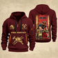 Fire Fighter Gold Service Hose Check quarter-zip hoodie in Wine Red, front and back, Your name and since 2005 artwork