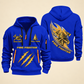 Fire Fighter Golden Flame Fire Fighter quarter-zip hoodie in Blue, front and back, Your name and since 2005 artwork