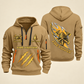Fire Fighter Golden Flame Fire Fighter quarter-zip hoodie in Khaki, front and back, Your name and since 2005 artwork
