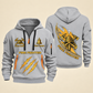 Fire Fighter Golden Flame Fire Fighter quarter-zip hoodie in Light Grey, front and back, Your name and since 2005 artwork
