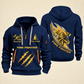 Fire Fighter Golden Flame Fire Fighter quarter-zip hoodie in Navy, front and back, Your name and since 2005 artwork