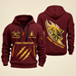 Fire Fighter Golden Flame Fire Fighter quarter-zip hoodie in Wine Red, front and back, Your name and since 2005 artwork