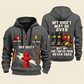 Fire Fighter Off Duty Pride Never Ends quarter-zip hoodie in Gray, front and back, Your name and since 2005 artwork