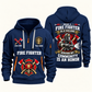 Fire Fighter Calling and Honor Shield quarter-zip hoodie in Navy, front and back, Your name and since 2005 artwork
