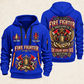 Fire Fighter Heart of Service quarter-zip hoodie in Blue, front and back, Your name and since 2005 artwork