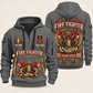 Fire Fighter Heart of Service quarter-zip hoodie in Gray, front and back, Your name and since 2005 artwork