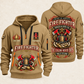 Fire Fighter Heart of Service quarter-zip hoodie in Khaki, front and back, Your name and since 2005 artwork