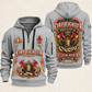 Fire Fighter Heart of Service quarter-zip hoodie in Light Grey, front and back, Your name and since 2005 artwork