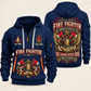 Fire Fighter Heart of Service quarter-zip hoodie in Navy, front and back, Your name and since 2005 artwork