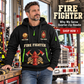 Fire Fighter wearing Why We Serve quarter-zip hoodie in their workplace; product introduction and shopping call to action