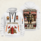 Fire Fighter Why We Serve quarter-zip hoodie in White, front and back, Your name and since 2005 artwork