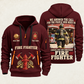 Fire Fighter Why We Serve quarter-zip hoodie in Wine Red, front and back, Your name and since 2005 artwork