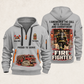 Fire Fighter Walked the Station Floor quarter-zip hoodie in Light Grey, front and back, Your name and since 2005 artwork