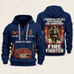 Fire Fighter Walked the Station Floor quarter-zip hoodie in Navy, front and back, Your name and since 2005 artwork